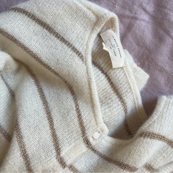 Sezane Cream and Tan Striped Cardigan - Picture 8 of 8